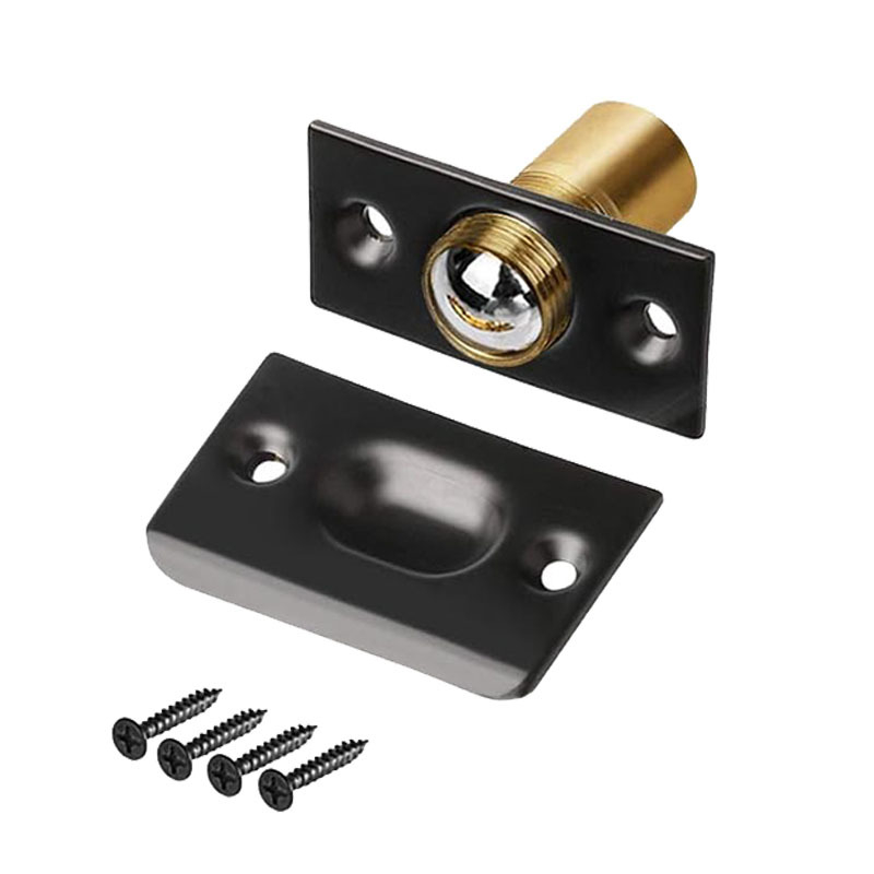 Meďový doraz na dvere s nastaviteľnou pružinou, zapustený typ pre montáž na dvere, leštený a elektrolytický povrch