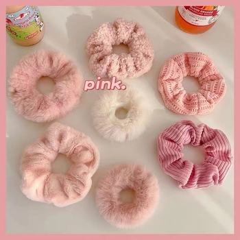 Set 7 plyšových prsteňov do vlasov v kórejskom štýle, ručne vyrobené, textilný materiál