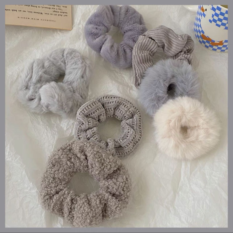 Set 7 plyšových prsteňov do vlasov v kórejskom štýle, ručne vyrobené, textilný materiál