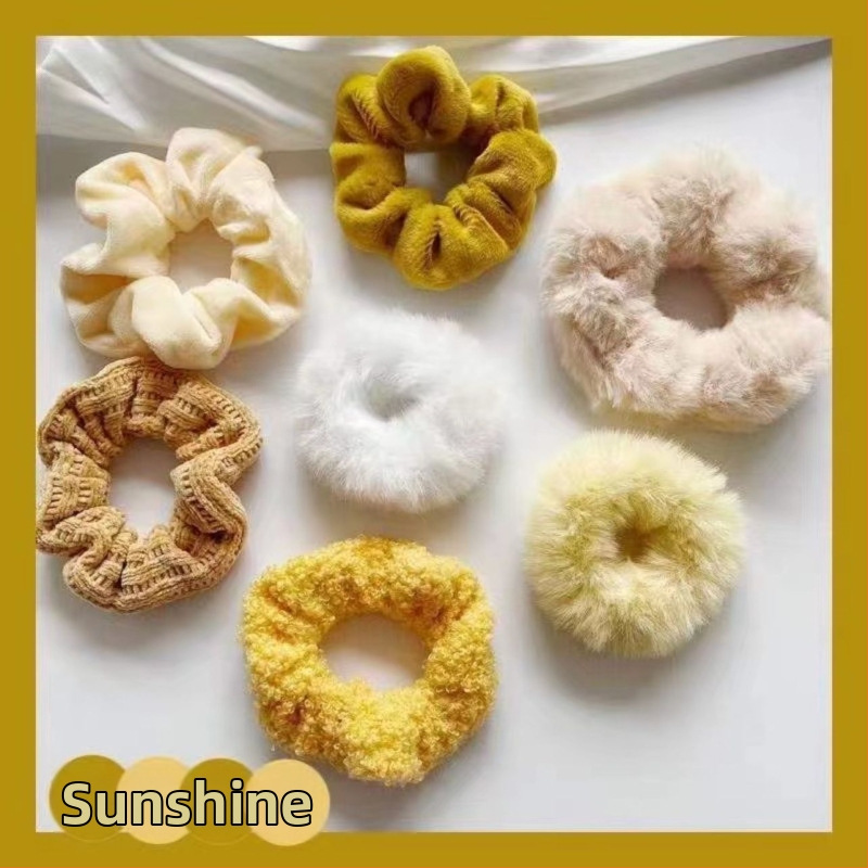 Set 7 plyšových prsteňov do vlasov v kórejskom štýle, ručne vyrobené, textilný materiál