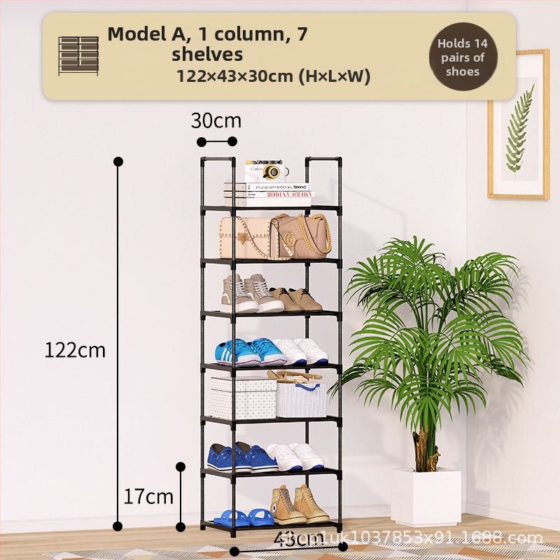 Kovaný železný stojan na topánky v jednom rade do vstupnej haly, prachotesný, model XJ-01, moderný štýl, funkcia skladovania