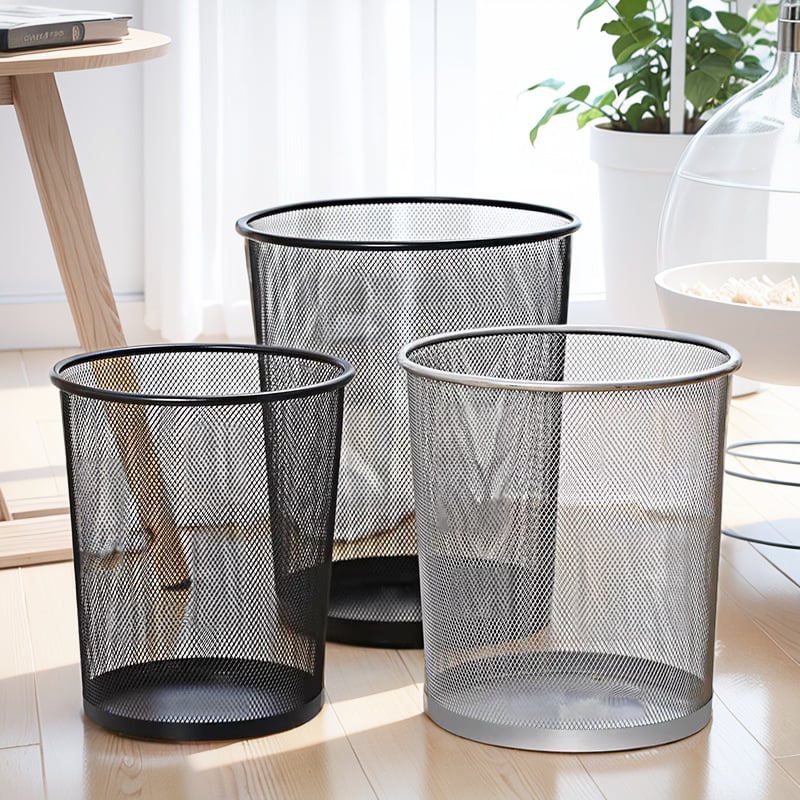Okrúhly kovový kôš na odpadky, valcovitého tvaru, bez veka, objem menej ako 4 l, domáce použitie – kuchyňa a kúpeľňa