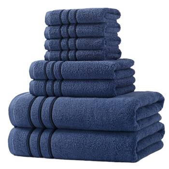 Осемчастен комплект хавлиени кърпи за баня и лице от 100% памук, дебели и меки, общо тегло 1560 g, подходящ за печат на лого и персонализиране за частна марка