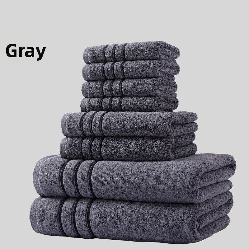 Osemdielny set uterák z 100% bavlny pre kúpeľ a tvár, hrubé a mäkké, celková hmotnosť 1560 g, možnosť tlače loga a súkromná značka