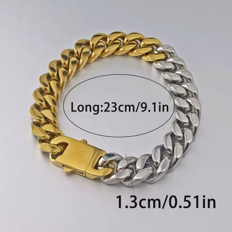 Náramok — nerezová oceľ, elektroplátovanie, pánsky európsko-americký štýl, geometrický tvar, model XYB0054