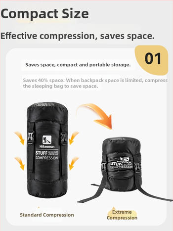 Miegmaišio suspaudimo krepšys – su dangteliu, poliesterio audinys, lengvas kempingui (115–189 g)