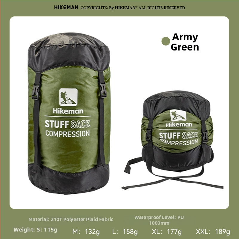 Miegmaišio suspaudimo krepšys – su dangteliu, poliesterio audinys, lengvas kempingui (115–189 g)