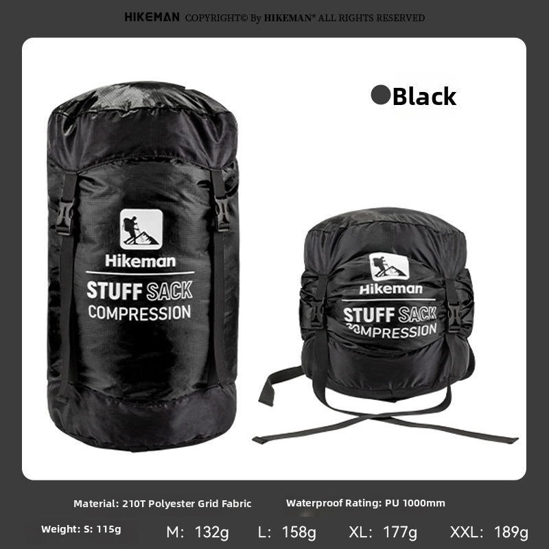 Miegmaišio suspaudimo krepšys – su dangteliu, poliesterio audinys, lengvas kempingui (115–189 g)