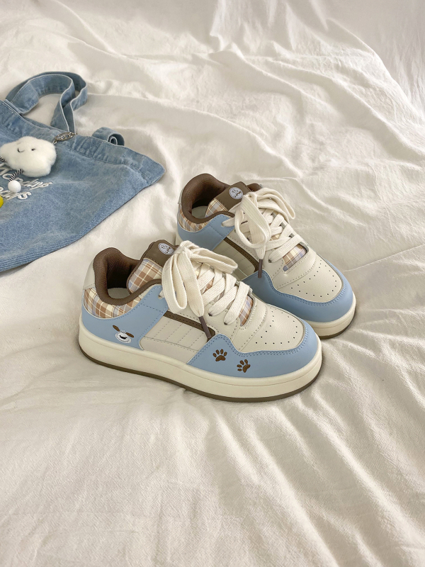 Ženske dnevne tenisice, okrugla špička, gornji dio od umjetnog fleecea, gumasti potplat, vezanje, model s color-block uzorkom, dizajn za povećanje visine, proljetno izdanje 2025