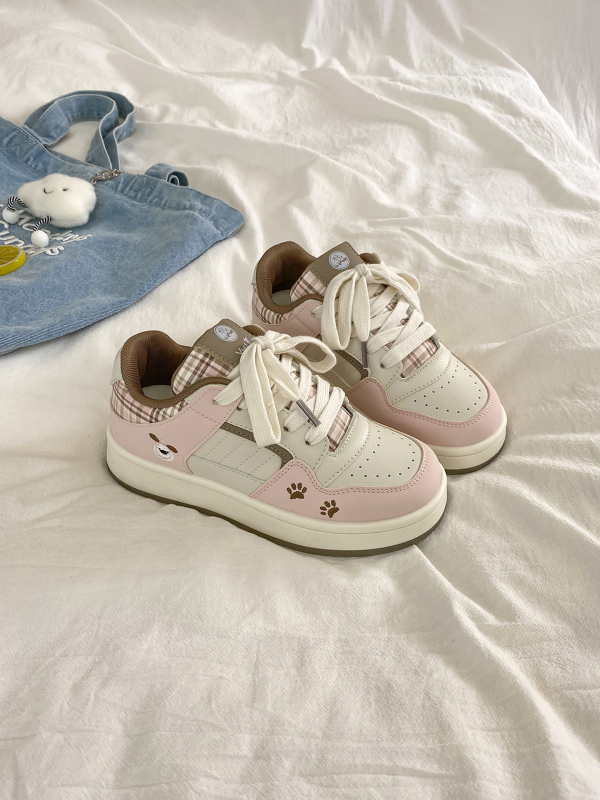 Ženske dnevne tenisice, okrugla špička, gornji dio od umjetnog fleecea, gumasti potplat, vezanje, model s color-block uzorkom, dizajn za povećanje visine, proljetno izdanje 2025