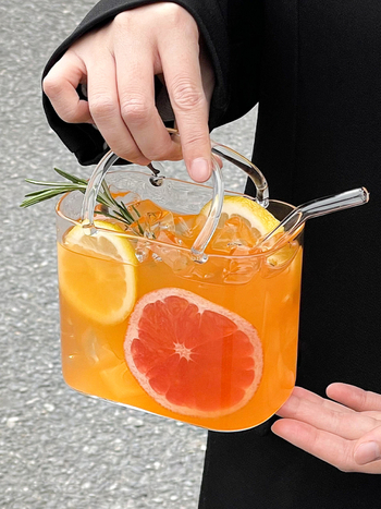 Staklena čaša za piće sa slamkom, ledeni uzorak, prenosna, kvadratni oblik