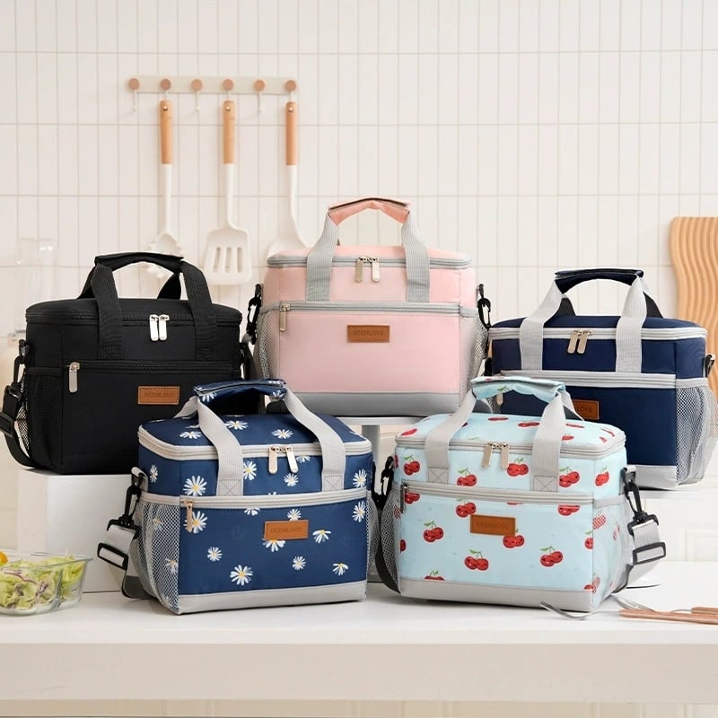 Taška na obed s otvoreným horným otvorom, ručné nosenie, Oxford tkanina, objem 7,8 l, moderný minimalistický štýl, prenosná, skladacia, injekcia vody