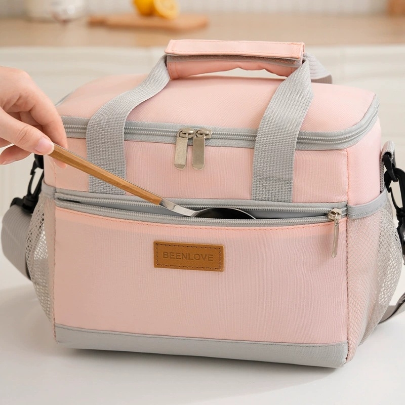 Taška na obed s otvoreným horným otvorom, ručné nosenie, Oxford tkanina, objem 7,8 l, moderný minimalistický štýl, prenosná, skladacia, injekcia vody