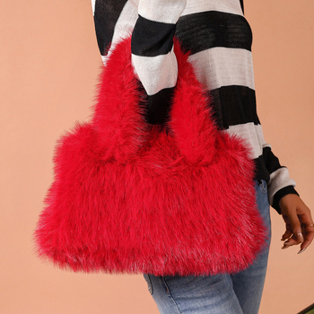 Ženska torba za nošenje u ruci od fleecea — horizontalnog pravokutnog oblika, zatvarač, podstava od poliestera, gradski stil