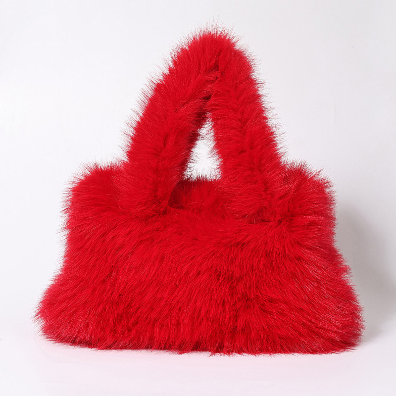 Ženska torba za nošenje u ruci od fleecea — horizontalnog pravokutnog oblika, zatvarač, podstava od poliestera, gradski stil