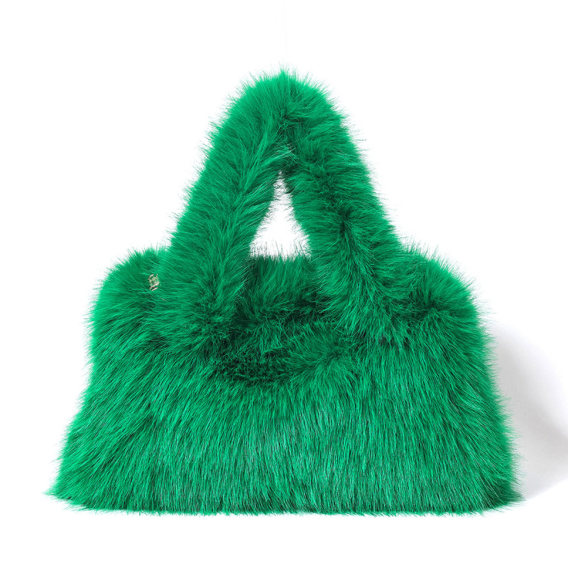 Ženska torba za nošenje u ruci od fleecea — horizontalnog pravokutnog oblika, zatvarač, podstava od poliestera, gradski stil