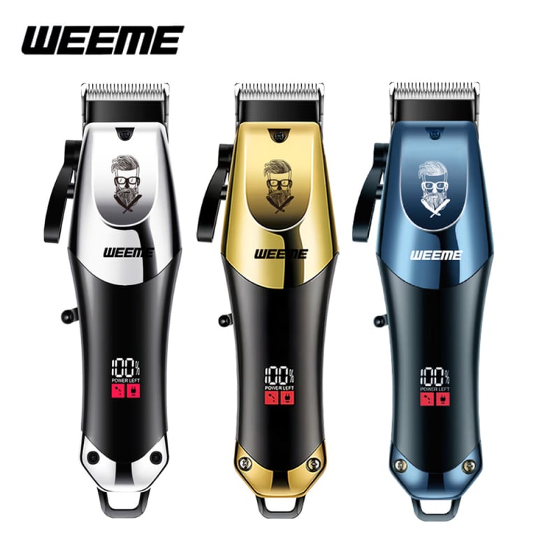 Професионален електрически подстригвач за салон, безжичен, brushless мотор, нож от неръждаема стомана, сменяем и миещ се нож, LCD дисплей и тих дизайн