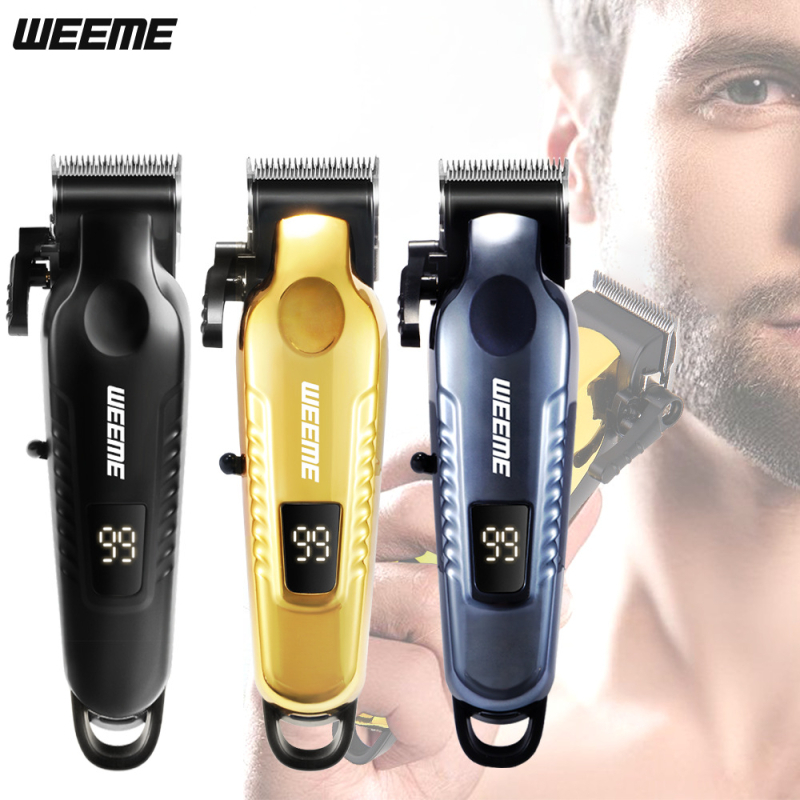 Професионален електрически подстригвач за салон, безжичен, brushless мотор, нож от неръждаема стомана, сменяем и миещ се нож, LCD дисплей и тих дизайн