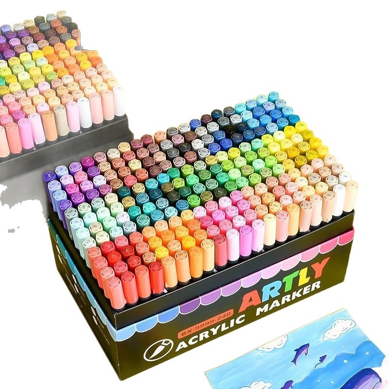 Touchcolor Tekutý akrylový marker s mäkkým hrotom – viacfarebný akvarelový marker pre študentov a deti (Model Z3, Čierna krabička, Špičky možnosti: 24/36/48/72/120)