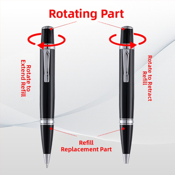 Kovové guľôčkové pero s otáčacím mechanizmom, pero na podpis