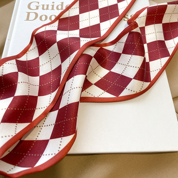 Bandă pentru păr cu eșarfă în carouri pentru femei — 88×7 cm, 100% poliester, țesătură poliester, ușoară și elegantă