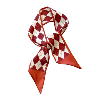 Bandă pentru păr cu eșarfă în carouri pentru femei — 88×7 cm, 100% poliester, țesătură poliester, ușoară și elegantă
