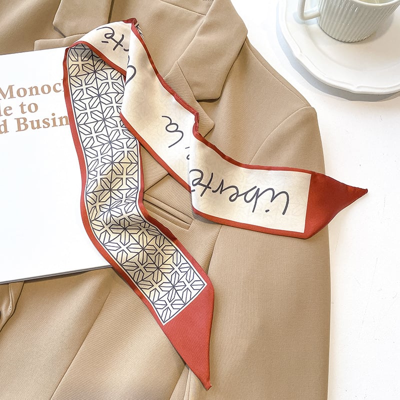 Bandă pentru păr cu eșarfă în carouri pentru femei — 88×7 cm, 100% poliester, țesătură poliester, ușoară și elegantă