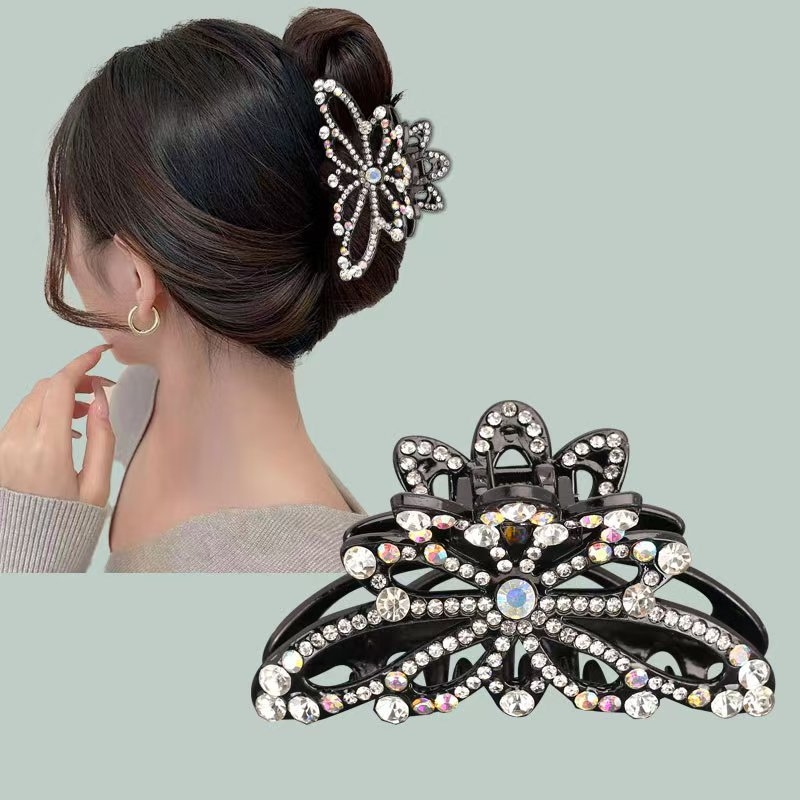 Spona za rep kose s kristalnom leptir dizajnom (ručno izrađena; korejski stil; svježe i slatko; dodaci za žene; proljeće 2025)