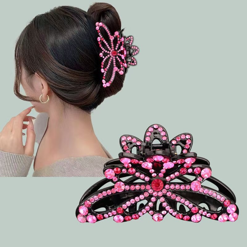 Spona za rep kose s kristalnom leptir dizajnom (ručno izrađena; korejski stil; svježe i slatko; dodaci za žene; proljeće 2025)