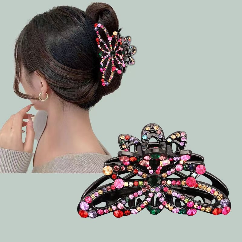 Spona za rep kose s kristalnom leptir dizajnom (ručno izrađena; korejski stil; svježe i slatko; dodaci za žene; proljeće 2025)