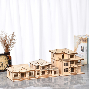 DIY drevený model chalúpky – 3D puzzle pre vek 7–14 rokov – Vzdelávacia, ručne zostaviteľná hračka Sparrow