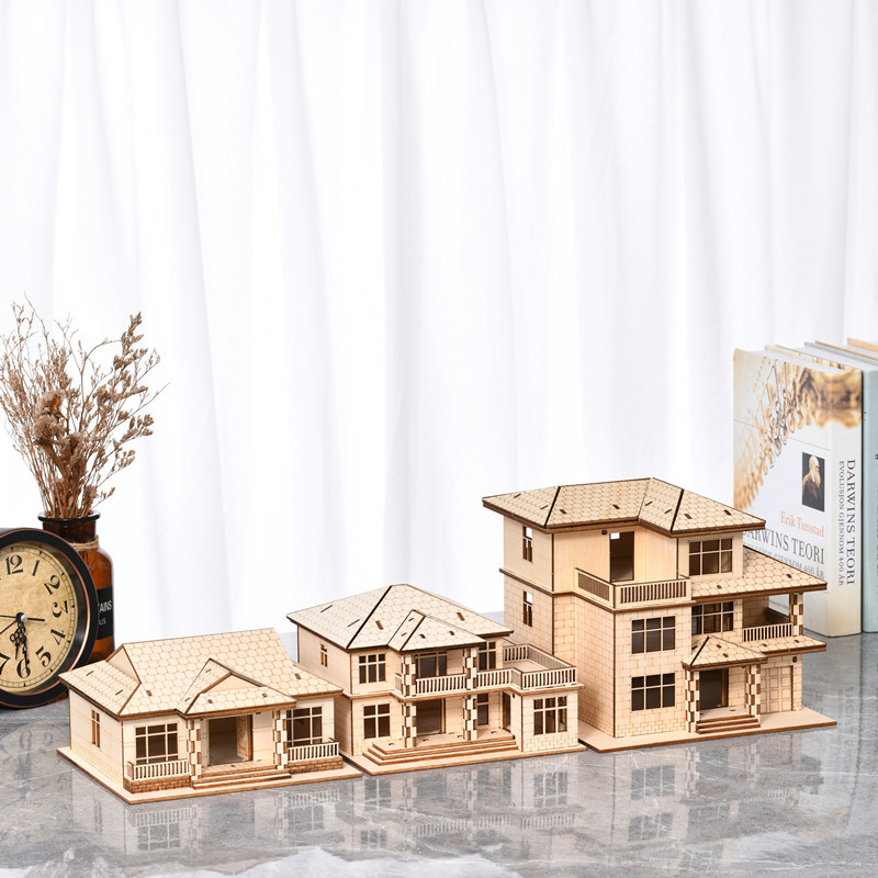 DIY drevený model chalúpky – 3D puzzle pre vek 7–14 rokov – Vzdelávacia, ručne zostaviteľná hračka Sparrow