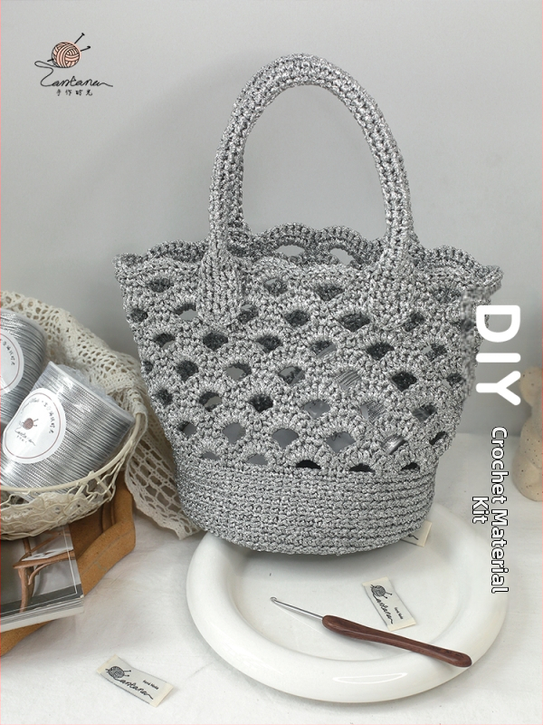 Tamborēta soma ar caurumiem - DIY tamborēšanas komplekts, plastmasas austā soma, Produkta kods 1007136653