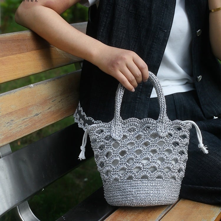 Τσαντάκι από κροσέ με οπή - DIY κιτ υφαντικής, πλαστική υφασμένη τσάντα, Κωδικός προϊόντος 1007136653