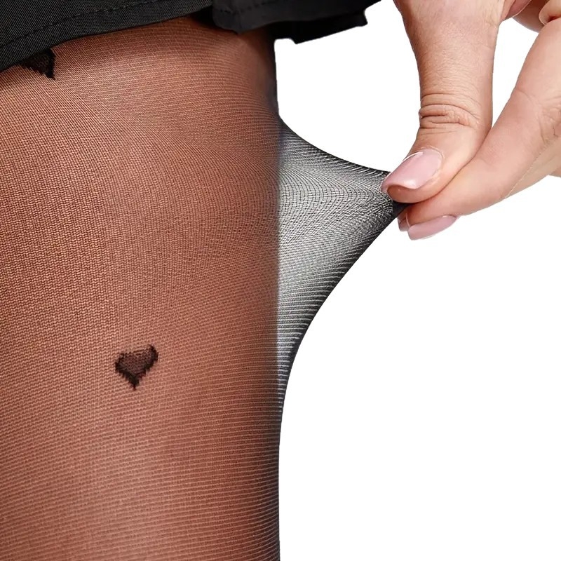 Čarape s motivom srca i točkicama, tanke 15D najlon, core yarn, jedinstven dizajn, seksi oblikovanje nogu, zaštita od sunca, apsorpcija znoja, za žene 18–40