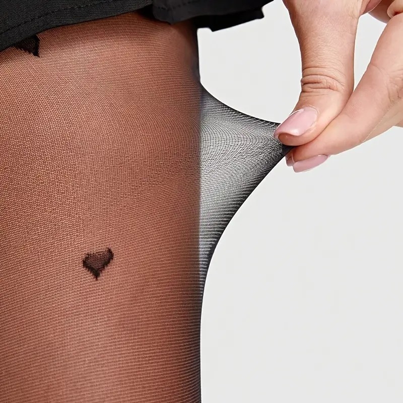 Čarape s motivom srca i točkicama, tanke 15D najlon, core yarn, jedinstven dizajn, seksi oblikovanje nogu, zaštita od sunca, apsorpcija znoja, za žene 18–40