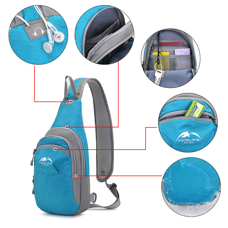 Športová hrudná taška na vonkajšie použitie - nylon, priedušná, ultraľahká, unisex, mestský štýl