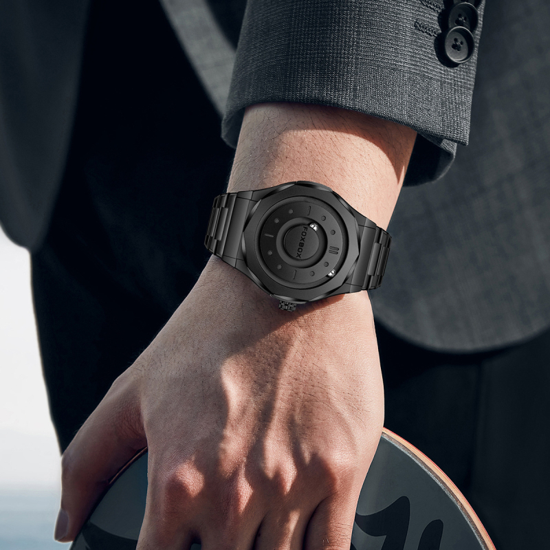 FOXBOX Muški kvarcni sat, vijčana krunica, 30M vodootporan, kućište od cinkovog legura, remen od nehrđajućeg čelika