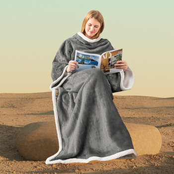 Flanel deka s dugim rukavima, okrugli vrat, 100% poliester, izuzetno debela 301–350 g/m²