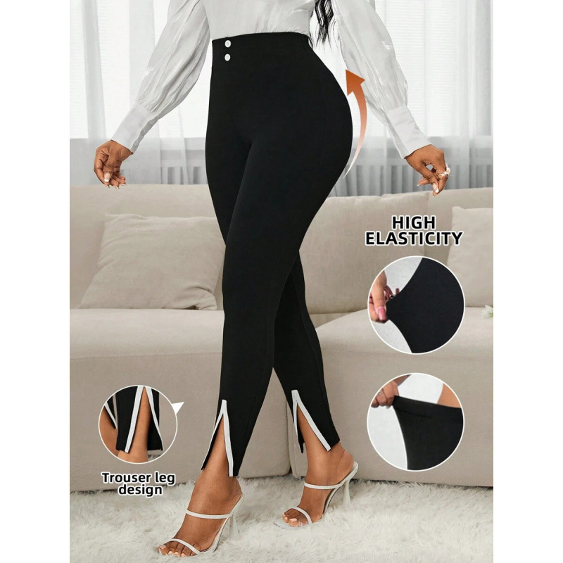 Ženski ljetni komplet: prirodna obojena pamuka, CVC mješavina, hlače duljine 9/10, slobodan kroj, retro stil