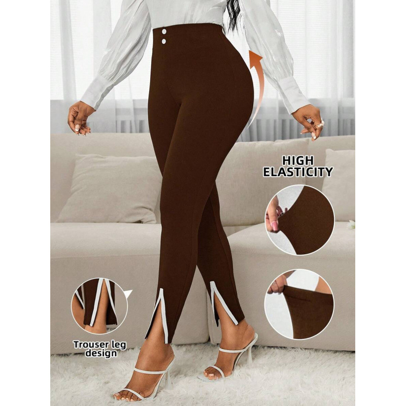 Ženski ljetni komplet: prirodna obojena pamuka, CVC mješavina, hlače duljine 9/10, slobodan kroj, retro stil