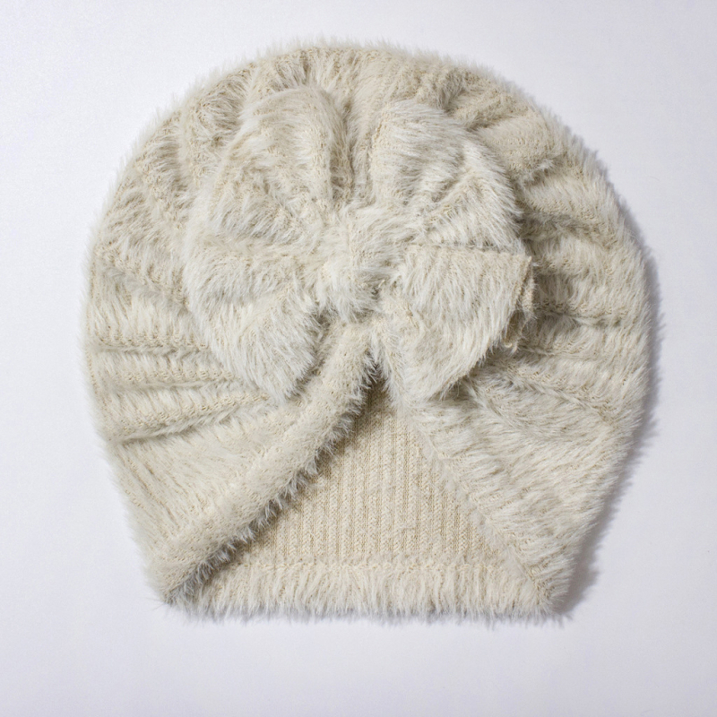 Dječja pliš kapa s mašnicom — topla, otporna na vjetar zimska kapa za 0–24 mjeseca