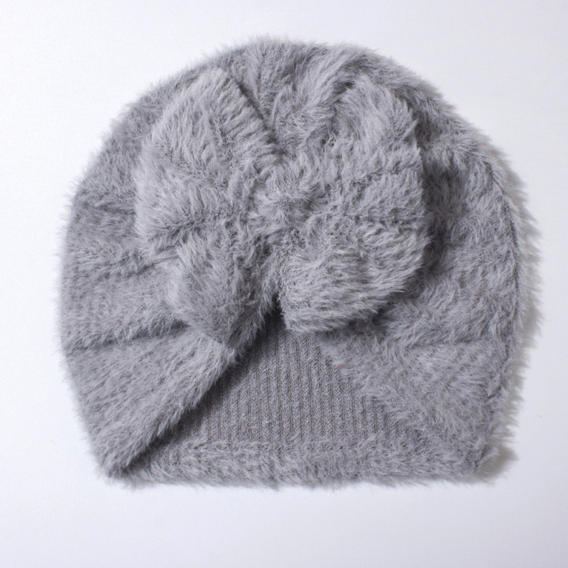 Dječja pliš kapa s mašnicom — topla, otporna na vjetar zimska kapa za 0–24 mjeseca