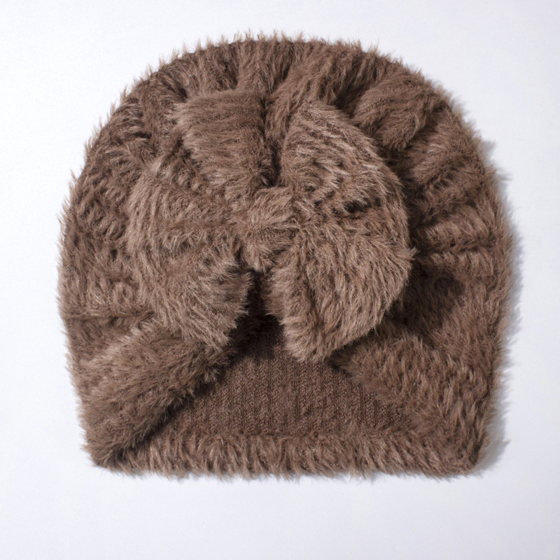 Dječja pliš kapa s mašnicom — topla, otporna na vjetar zimska kapa za 0–24 mjeseca