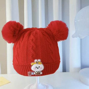 Vunena kapa za bebe i malu djecu – dvostruko debela pletena kapa s zaštitom za uši, zaobljeni vrh, bez ruba (6–12 mjeseci, 1–2 godine)