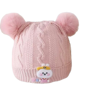 Vunena kapa za bebe i malu djecu – dvostruko debela pletena kapa s zaštitom za uši, zaobljeni vrh, bez ruba (6–12 mjeseci, 1–2 godine)