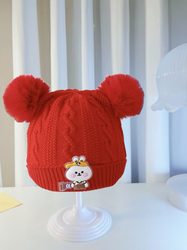 Vunena kapa za bebe i malu djecu – dvostruko debela pletena kapa s zaštitom za uši, zaobljeni vrh, bez ruba (6–12 mjeseci, 1–2 godine)