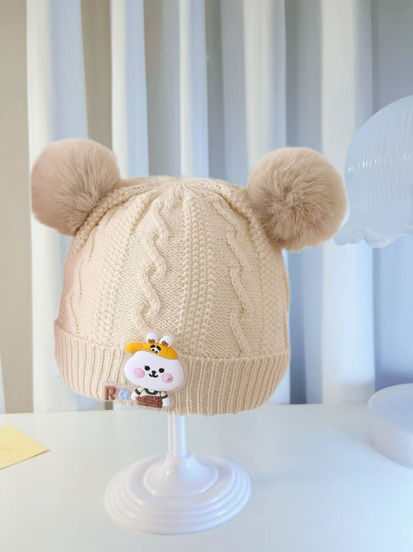 Vunena kapa za bebe i malu djecu – dvostruko debela pletena kapa s zaštitom za uši, zaobljeni vrh, bez ruba (6–12 mjeseci, 1–2 godine)