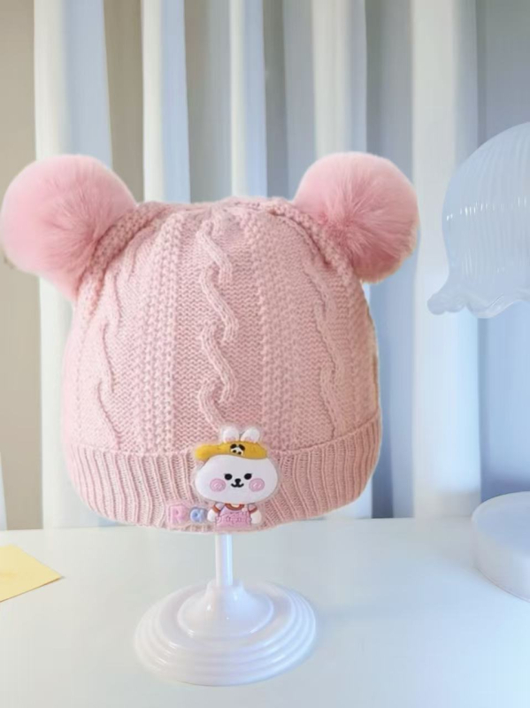 Vunena kapa za bebe i malu djecu – dvostruko debela pletena kapa s zaštitom za uši, zaobljeni vrh, bez ruba (6–12 mjeseci, 1–2 godine)