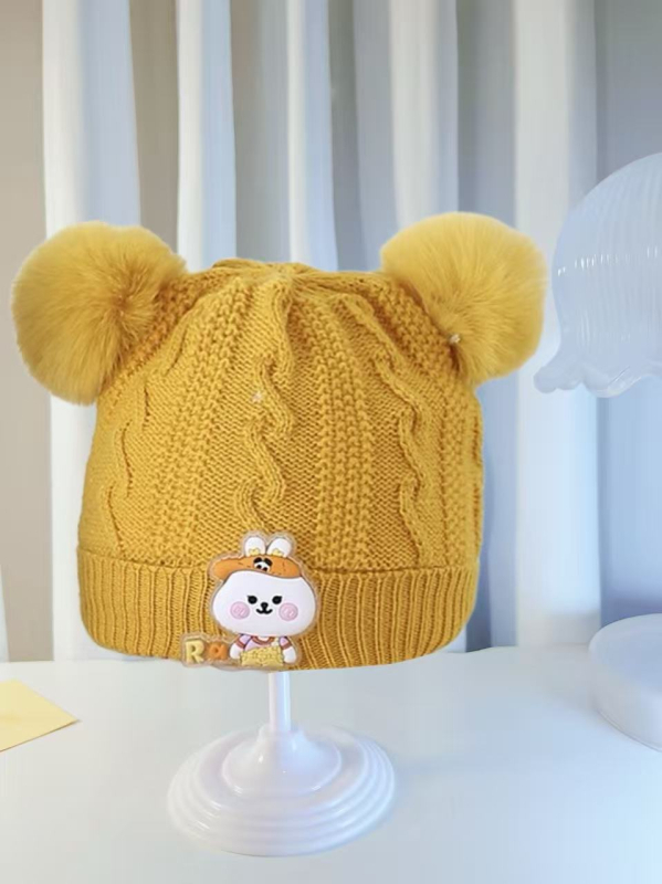 Vunena kapa za bebe i malu djecu – dvostruko debela pletena kapa s zaštitom za uši, zaobljeni vrh, bez ruba (6–12 mjeseci, 1–2 godine)